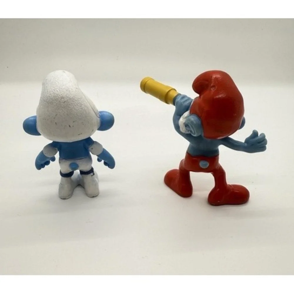 2011 Peyo Papa Smurf and Panicky Smurf Toy Figures